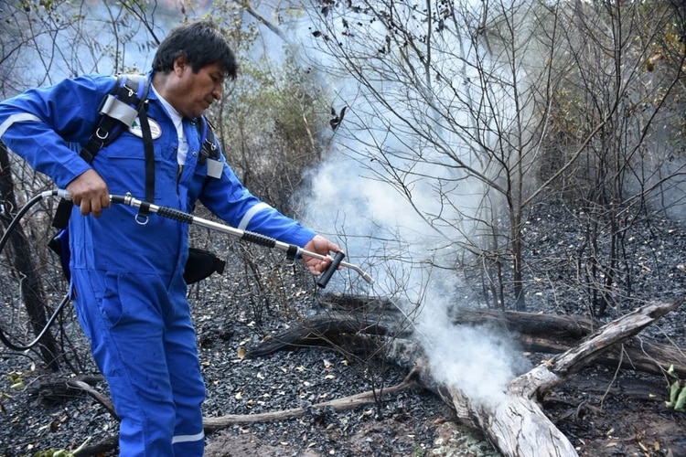 “Esto es una ofensa a los bolivianos, pagada con el dinero de los bolivianos,” reclamó el activista ambiental  Federico Morón (Presidencia de Bolivia via REUTERS)