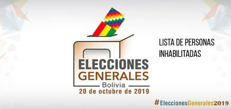 El TSE publicó la lista de personas inhabilitadas para los comicios del 20 de octubre.
