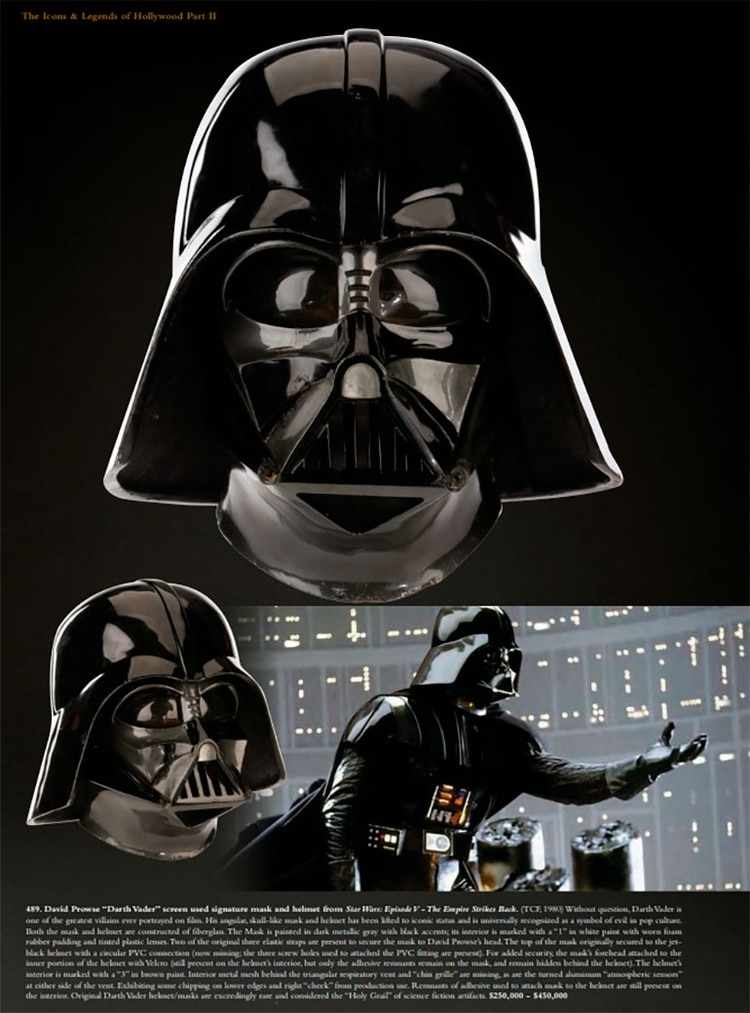 Así se promociona la subasta del casco de Darth Vader por parte de la firma rematadora Profiles in History
