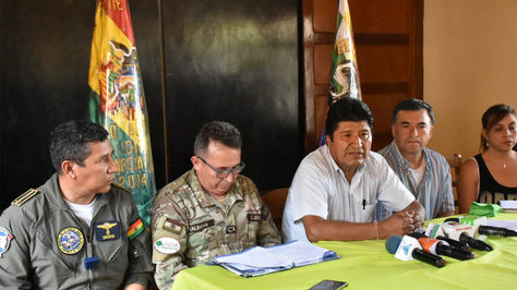 El presidente Evo Morales brinda conferencia de prensa desde Roboré.