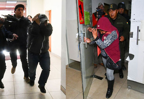 Dos de los cinco implicado a su ingreso a tribunales en La Paz.