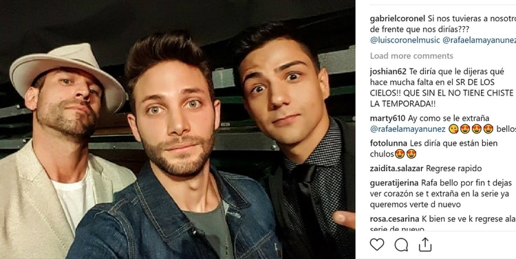Rafael Amaya, junto a Gabriel y Luis Coronel el pasado diciembre (Instagram / gabrielcoronel)