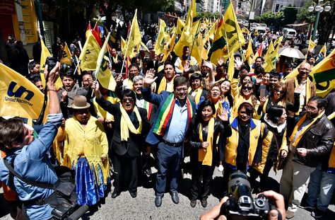 Varios militantes de Unidad Nacional en una pasada concentración. Foto: Pedro Laguna / La Razón - archivo