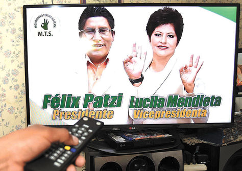 Campaña. La propaganda del Movimiento Tercer Sistema (MTS) es difundida a través de la televisión. 