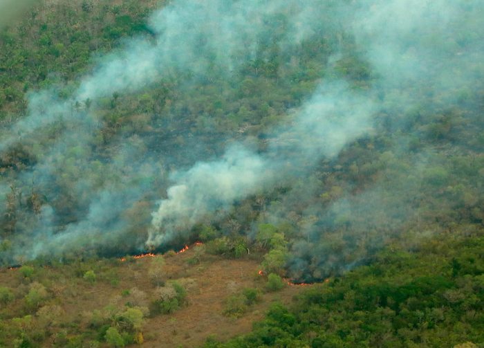 Vista aérea del incendio que arrasó con más de 3.450.000 hectáreas en la Chiquitania.
