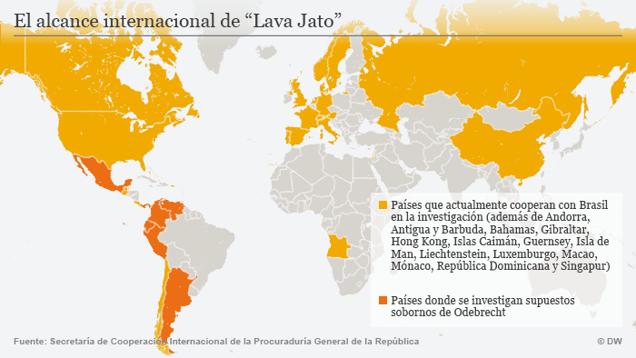Infografik Karte El alcance internacional de “Lava Jato” SPA