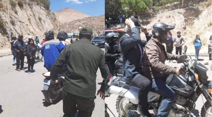 Morales y García Linera fueron trasladados en motos a su helicóptero en Potosí
