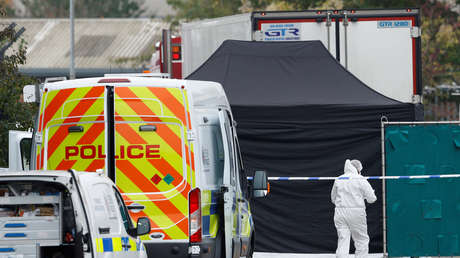 La escena en Grays, Essex (Reino Unido) donde se descubrieron los cuerpos en un contenedor, el 23 de octubre de 2019.