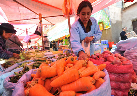 Una vendedora expone sus productos en el mercado Rodríguez de La Paz. Foto: Archivo-La Razón