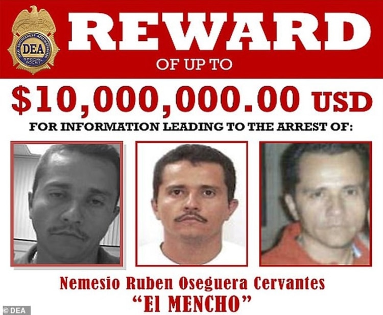 El Departamento de Estado de EEUU duplicó de 5 a 10 millones de dólares la recompensa para quien proporcione información que lleve a la captura de Nemesio Oseguera Cervantes (Foto: DEA)