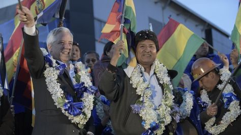 El presidente Evo Morales junto a Álvaro García Linera.