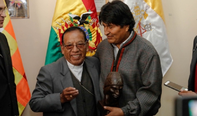 Resultado de imagen para Cardenal Toribio Ticona y Evo Morales