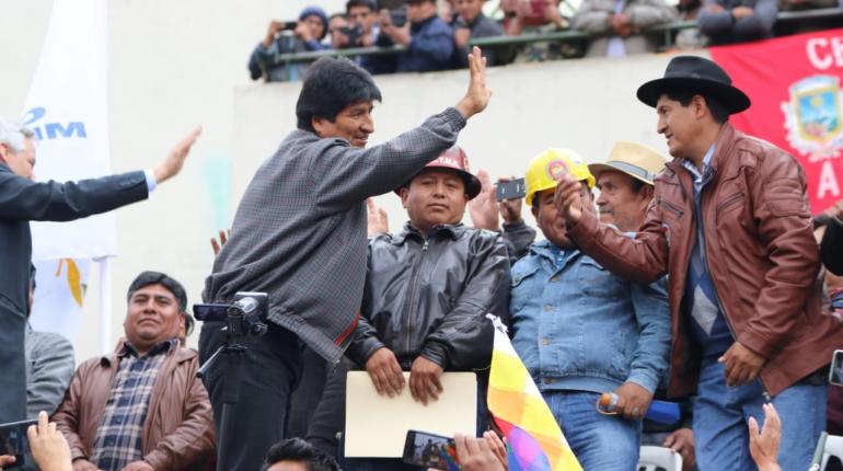 El presidente Evo Morales en la concentración. | BoliviaTV
