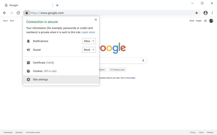 Ejemplo de cómo se puede modificar la Configuración del sitio (Foto: Google)