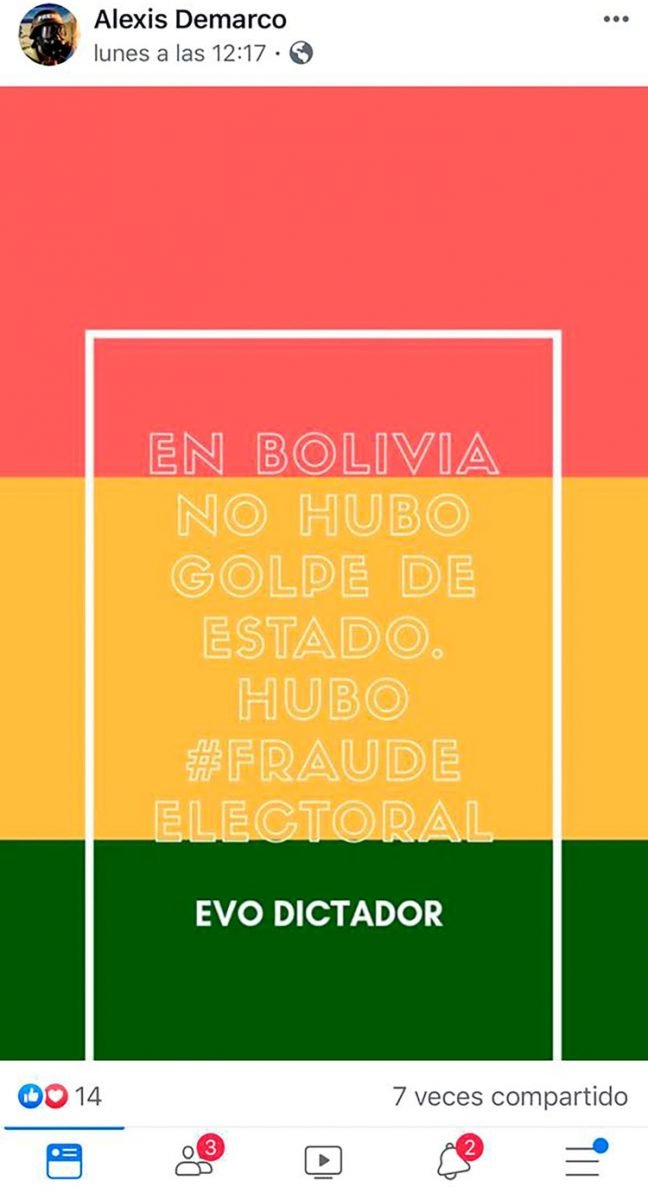 Demarco tiene una posición muy crítica contra la gestión de Evo Morales en Bolivia