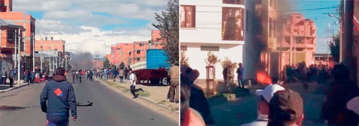 DELINCUENTES PRETENDIERON DINAMITAR LA PLANTA DE SENKATA PARA EVITAR EL SUMINISTRO DE GAS Y COMBUSTIBLE A LA PAZ. LA VIVIENDA DE LA ALCALDESA DE EL ALTO FUE INCENDIADA POR GRUPOS TERRORISTAS QUE PIDEN EL RETORNO DE MORALES.