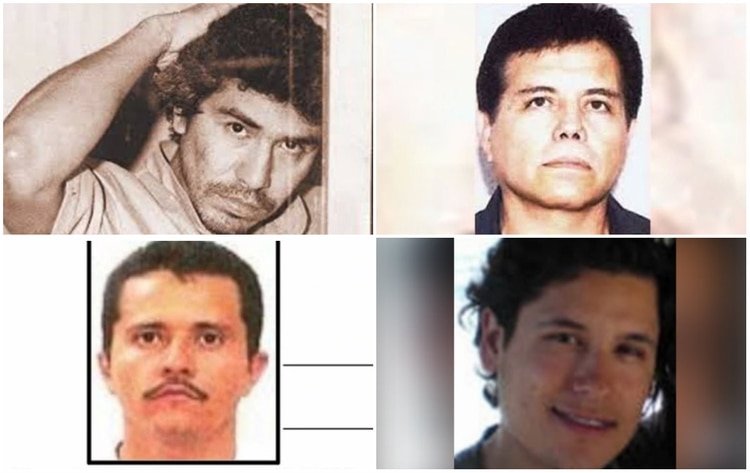 Rafael Caro Quintero, Ismael “El Mayo” Zambada, Nemesio Oseguera Cervantes “El Mencho” y Jesús Alfredo Guzmán Salazar, hijo de “El Chapo”, son los cuatro narcotraficantes más buscados por la DEA (Fotos: Drug Enforcement Administration)