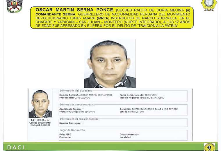 Serna es de nacionalidad peruana y miembro de un grupo terrorista