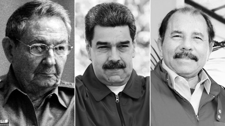 Raúl Castro, Nicolás Maduro y Daniel Ortega, los hombres detrás de las dictaduras de Cuba, Venezuela y Nicaragua