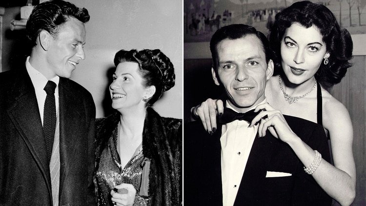 Frank Sinatra junto a sus dos primeras mujeres, Nancy Barbato y Ava Gardner