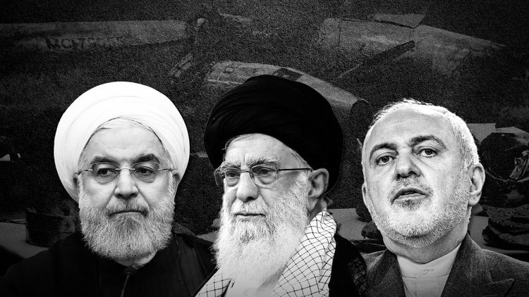 Hassan Rouhani, el Ayatollah Khamenei y el canciller Mohamad Zarif