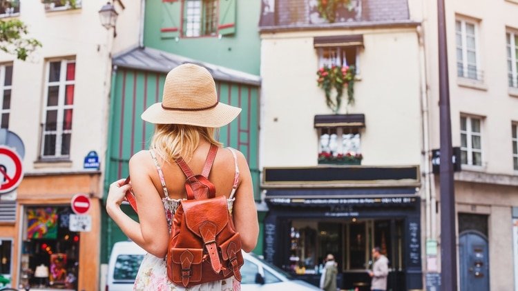tourist in european city, summer travel, holidays in Europe