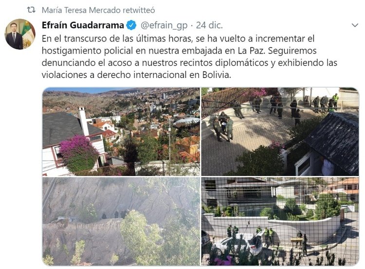 El asedio a la embajada ha incrementado en la última semana (Foto: Twitter)