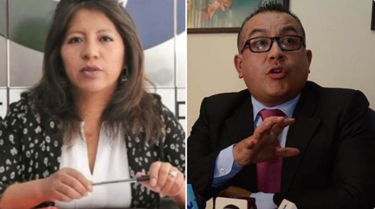 La Defensora del Pueblo Nadia Cruz y Nelson Cox, representante de esa entidad en Cochabamba. | @CIDH