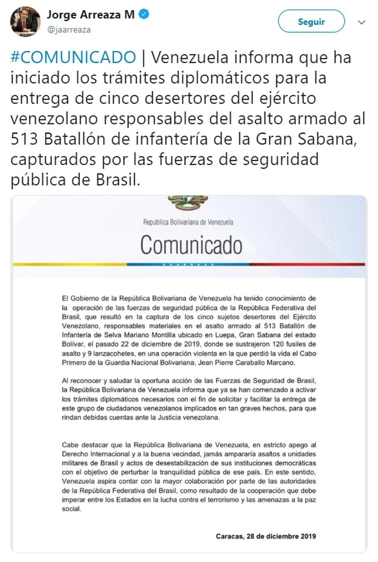 El mensaje de Arreaza y el comunicado