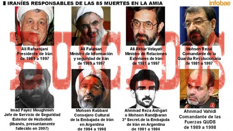 Los 8 iraníes que la Justicia argentina determinó que fueron responsables del atentado