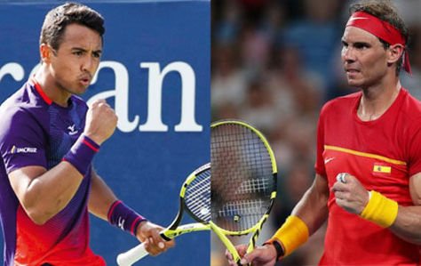 El boliviano Hugo Dellien y el español Rafael Nadal.