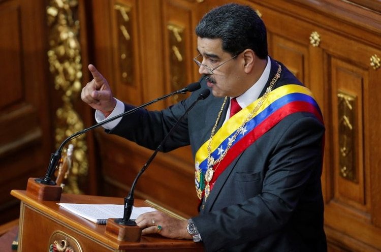 El presidente de Venezuela, Nicolás Maduro, pronuncia su discurso anual sobre el estado de la nación durante una sesión especial de la Asamblea Nacional Constituyente, en Caracas. 14 de enero de 2020. REUTERS/Manaure Quintero