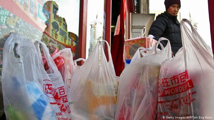 Bolsas de plástico de un supermercado de Pekín.