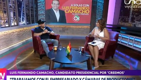 Luis Fernando Camacho durante su entrevista en la red UNO.