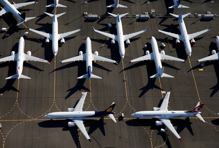 Aviones Boeing 737 MAX en tierra son vistos estacionados en una foto aérea en el campo de Boeing en Seattle, Washington, EE.UU. 1 de julio de 2019. (Reuters) 