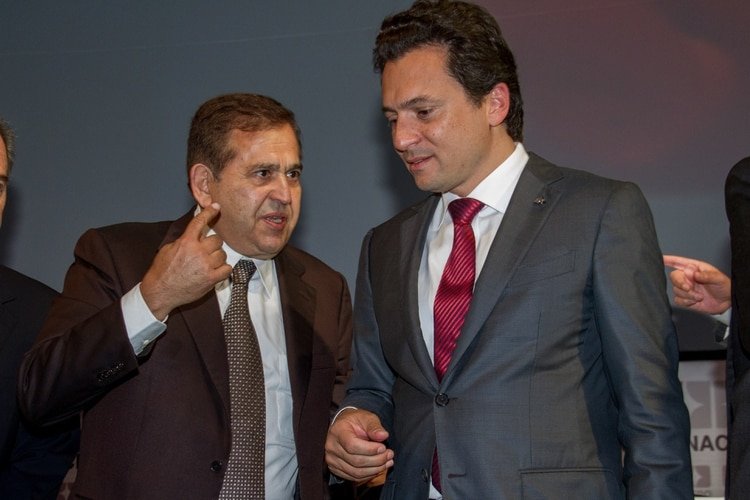 Emilio Lozoya y Alonso Ancira, presidente de la empresa Altos Hornos de México (AHMSA). FOTO: ARCHIVO JUAN PABLO ZAMORA /CUARTOSCURO