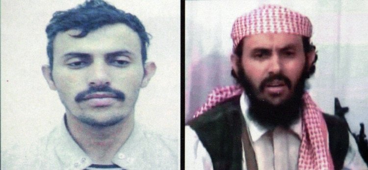 En esta foto de archivo, la reproducción de una combinación de dos imágenes de un presunto jefe militar de la red al-Qaeda en Yemen, identificado como Qasem al-Rimi, muestra al activista en un documento del Ministerio del Interior de Yemen. en dos imágenes diferentes sin fecha (MINISTERIO DE INTERIOR YEMENI / AFP)