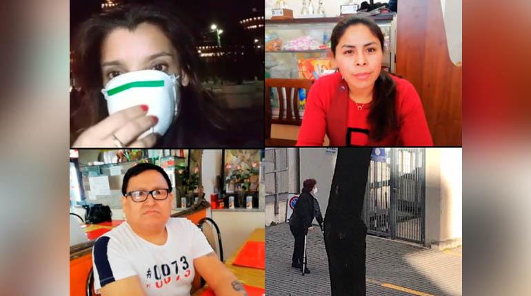 Raquel Severich, Sonia y Ronald Gutiérrez, bolivianos en Italia; abajo, una persona camina con barbijo en una calle de Bérgamo. | Los Tiempos