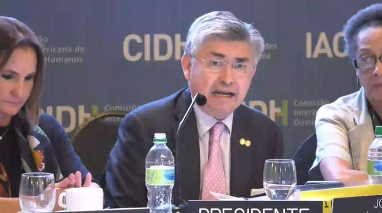 El presidente de la CIDH, Joel Hernández. | Captura de pantalla