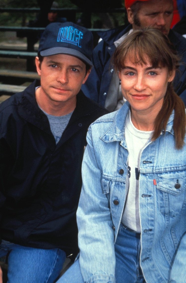 Michael J Fox y su esposa Tracy Pollan en 1992 (Crédito: Shutterstock)