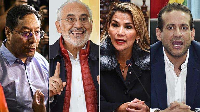 Los cuatro postulantes que lideran algunas encuestas I Foto: Los Tiempos.