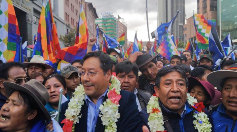 Luis Arce Catacora junto a David Choquehuanca, en una campaña. | Archivo