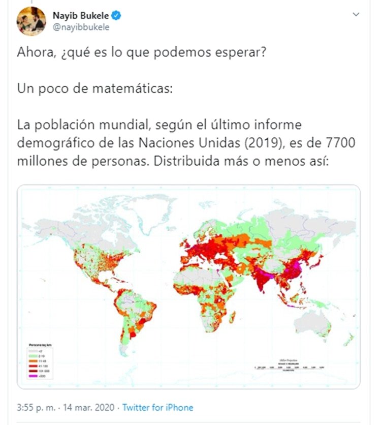 El mensaje del presidente Nayib Bukele sobre el coronavirus