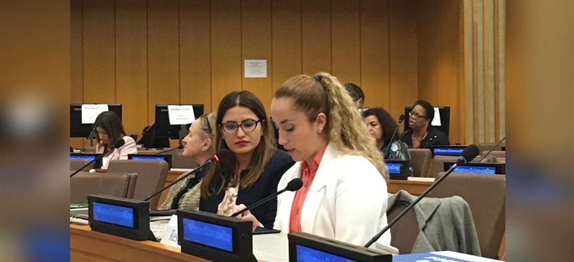 Natalia Montellano estuvo en la ONU para participar en el Día Internacional de la Mujer y la Niña en la Ciencia