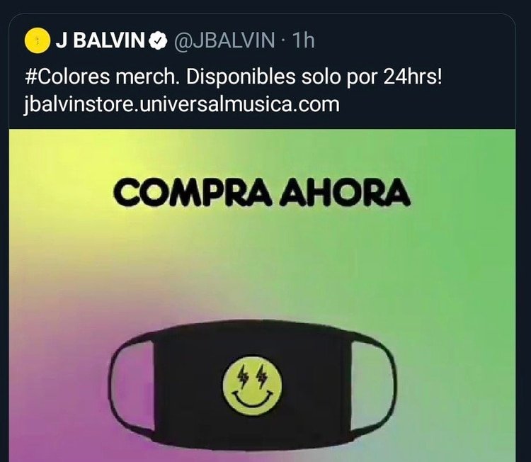 La mercancía oficial de J Balvin está alineada a la identidad gráfica de su nuevo álbum (Foto: Twitter @JBALVIN)