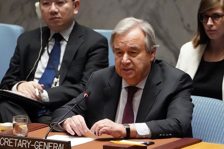 El secretario general de Naciones Unidas, Antonio Guterres, durante una reunión del Consejo de Seguridad de la ONU en Nueva York (REUTERS/Carlo Allegri)