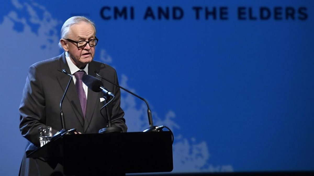 El expresidente de Finlandia y premio Nobel de la Paz Martti Ahtisaari, en un seminario en Helsinki el 22 de mayo de 2017