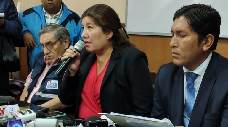 La gobernadora de Cochabamba, Esther Soria, en conferencia de prensa. | Los Tiempos
