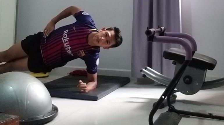 .Amilcar Sanchez entrenando en la cuarentena desde su casa. | Cortesía