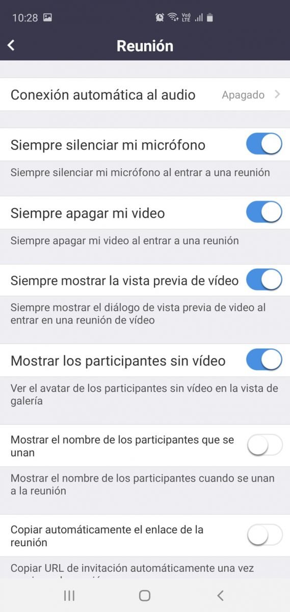 Se pueden habilitar o deshabilitar estas opciones de forma predeterminada.